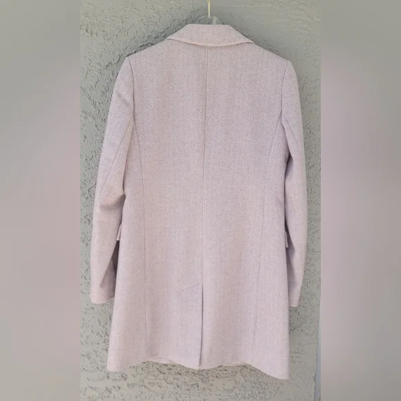 Lauren Ralph Lauren black label Herringbone wool blend dusty pink  coat size 4 - Picture 3 of 15